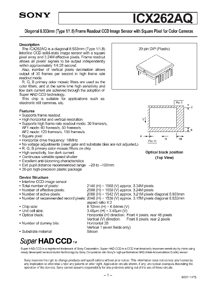 ICX262AQ_123280.PDF Datasheet