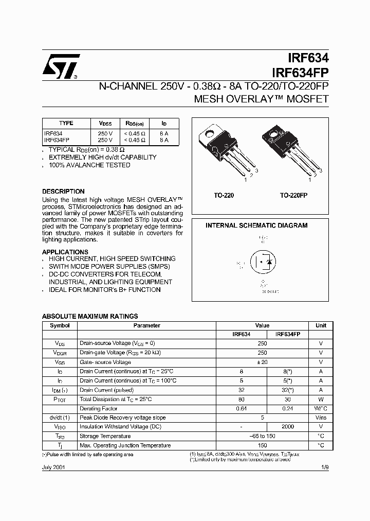 IRF634_154171.PDF Datasheet