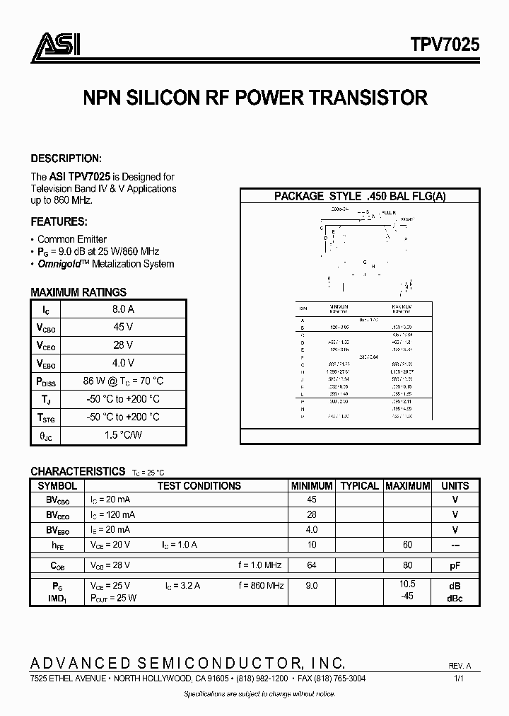 TPV7025_287403.PDF Datasheet