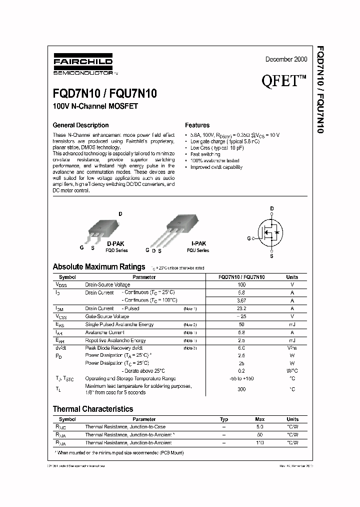 FQD7N10_267576.PDF Datasheet