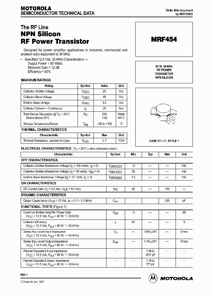 MRF454_244245.PDF Datasheet