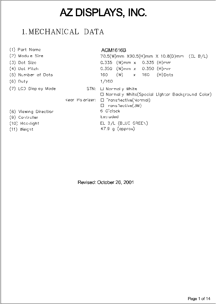 AGM1616B_187885.PDF Datasheet