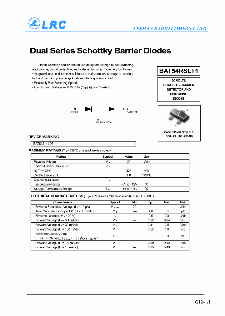 BAT54RSLT1_321231.PDF Datasheet