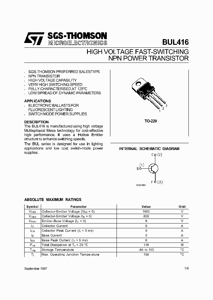 BUL416_332480.PDF Datasheet