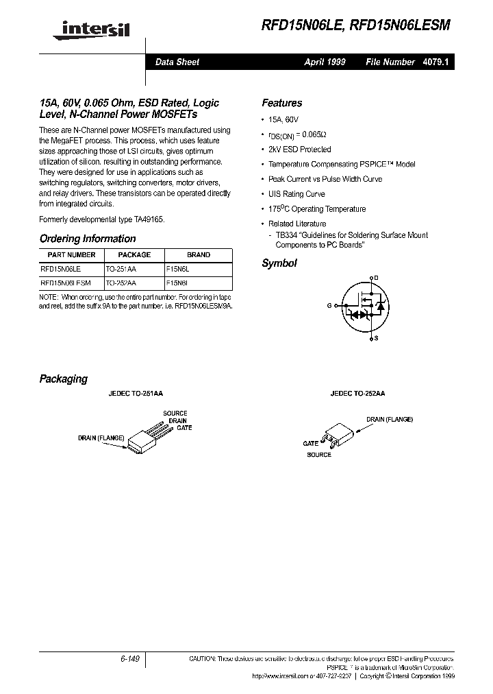 RFD15N06LE_177204.PDF Datasheet