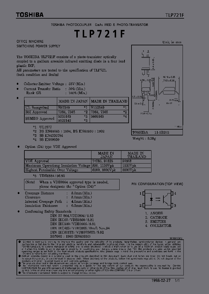 TLP721F_198651.PDF Datasheet