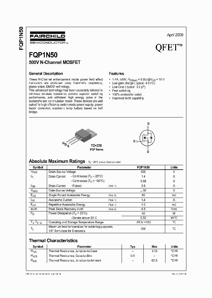 FQP1N50_397240.PDF Datasheet