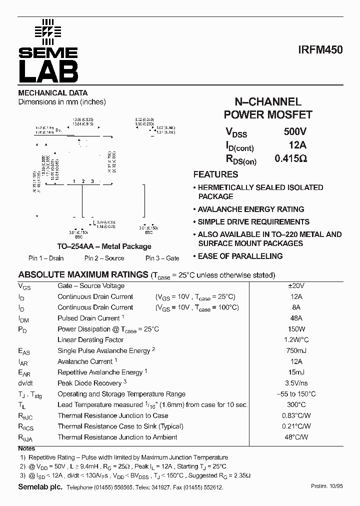 IRFM450_465233.PDF Datasheet