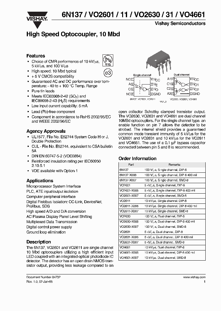 6n137 datasheet схема подключения