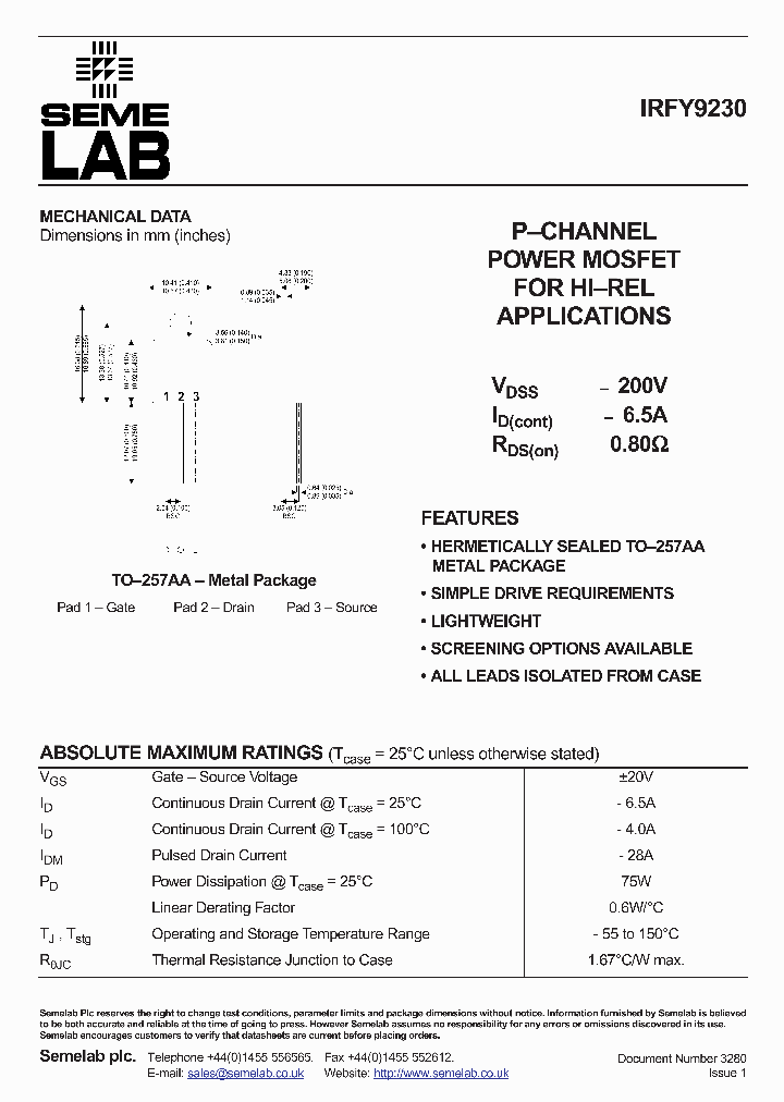 IRFY9230_488220.PDF Datasheet