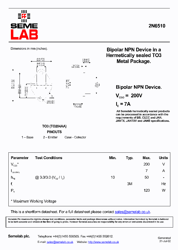 2N6510_627761.PDF Datasheet