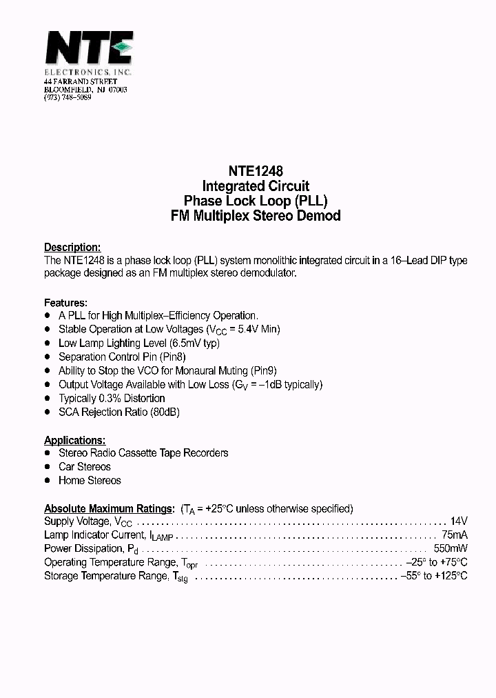 NTE1248_629701.PDF Datasheet