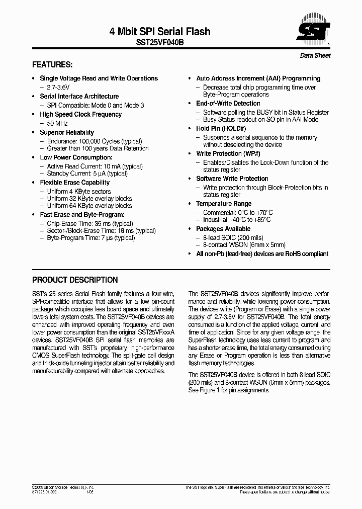 SST25VF040-20-4I-S2AE_734577.PDF Datasheet