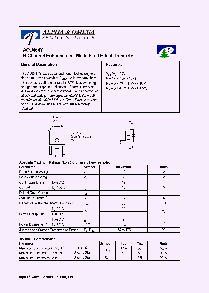 AOD454Y_1022370.PDF Datasheet