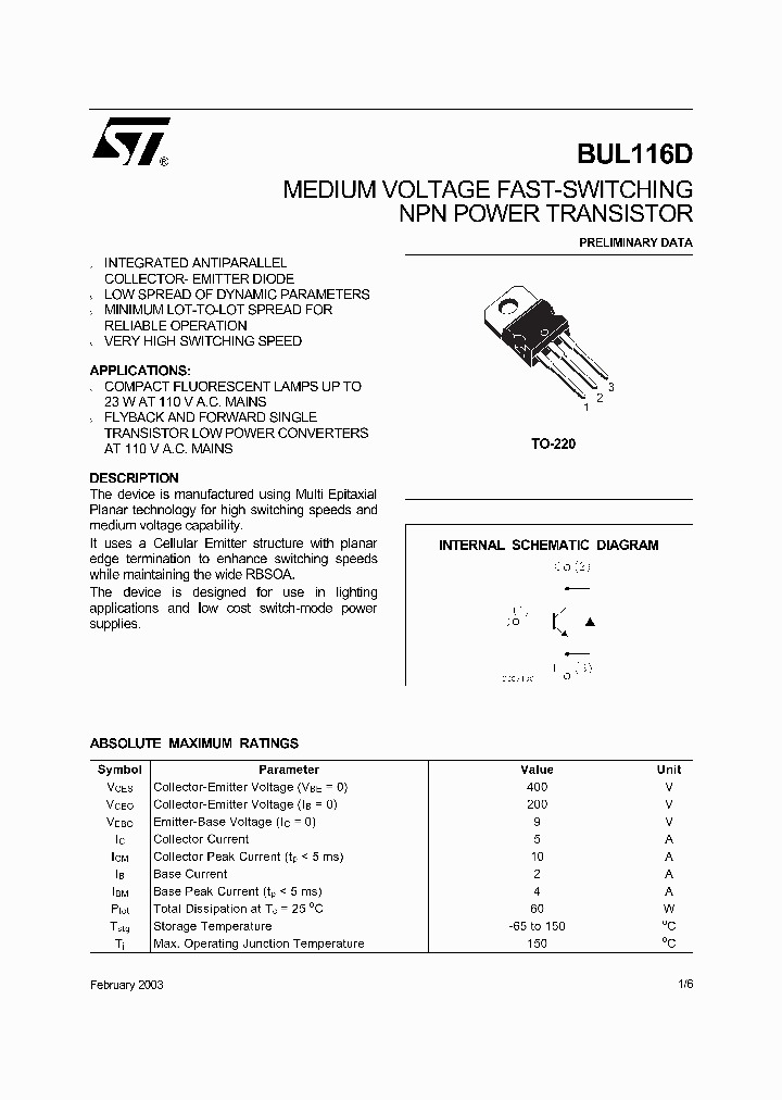 BUL116_812219.PDF Datasheet