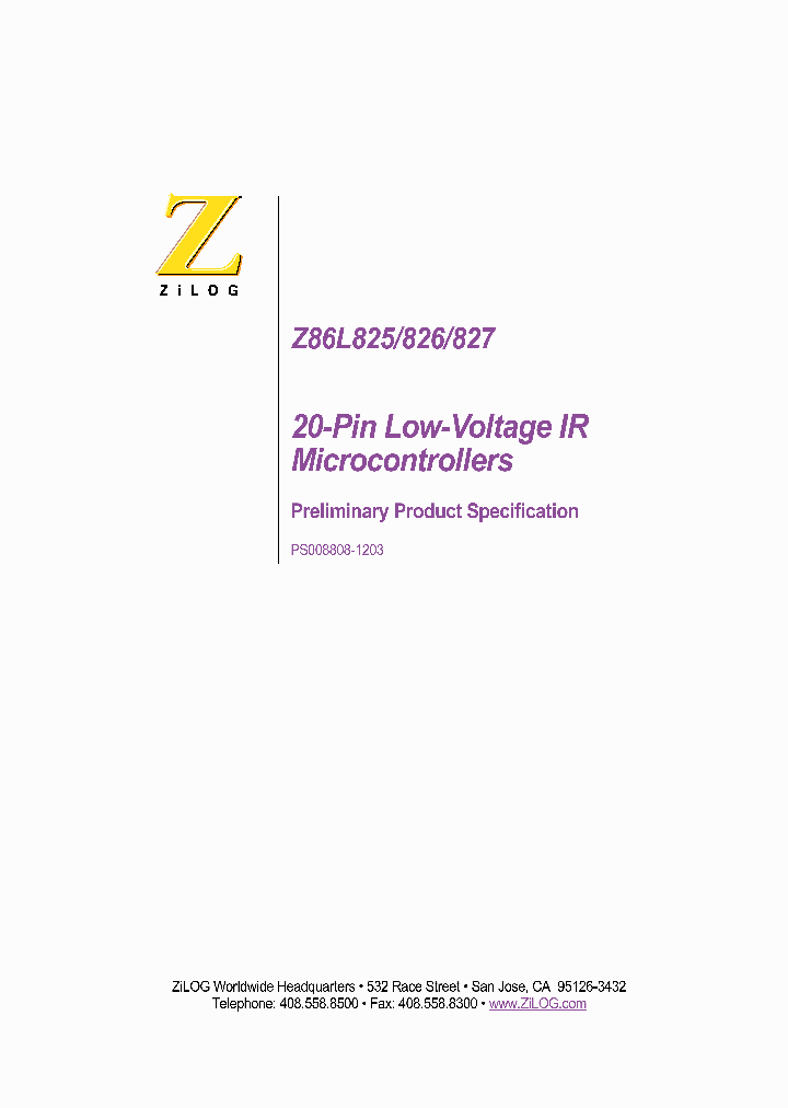 Z86L825_1017890.PDF Datasheet