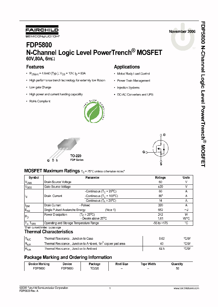 FDP5800_1118559.PDF Datasheet