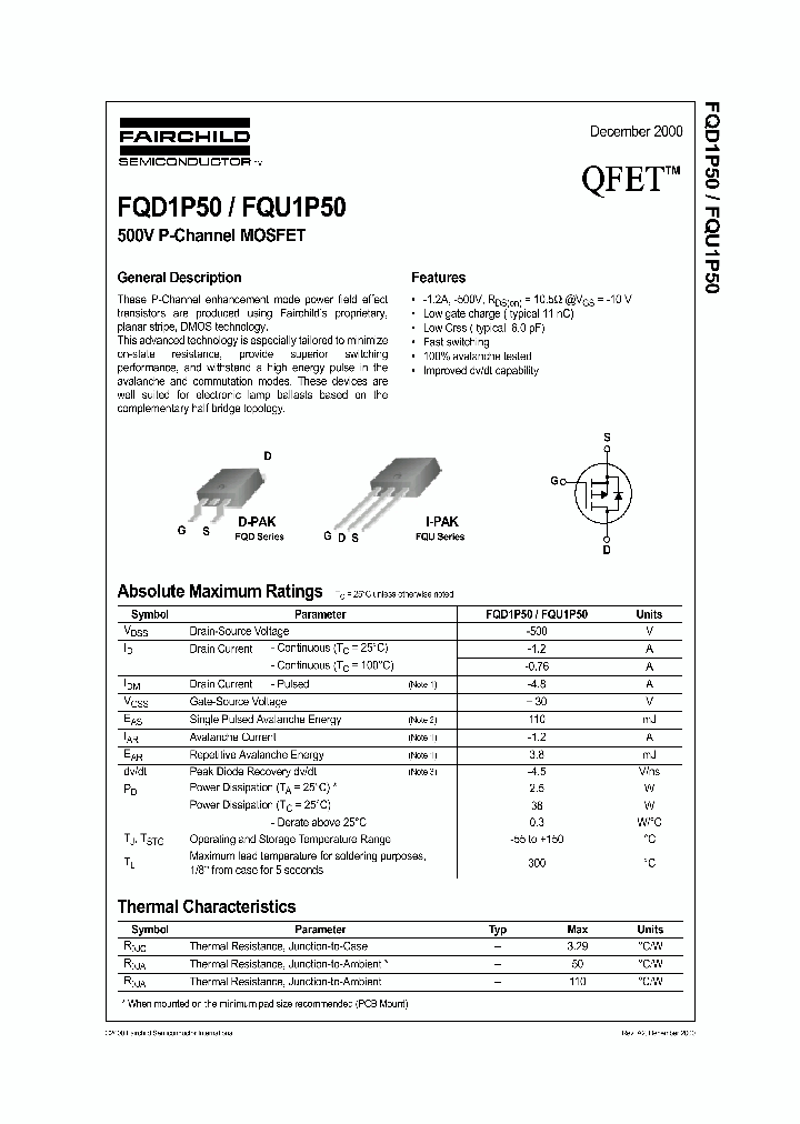 FQU1P50_1241962.PDF Datasheet