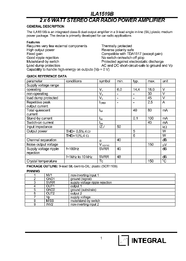 Ila1519b1 схема усилителя