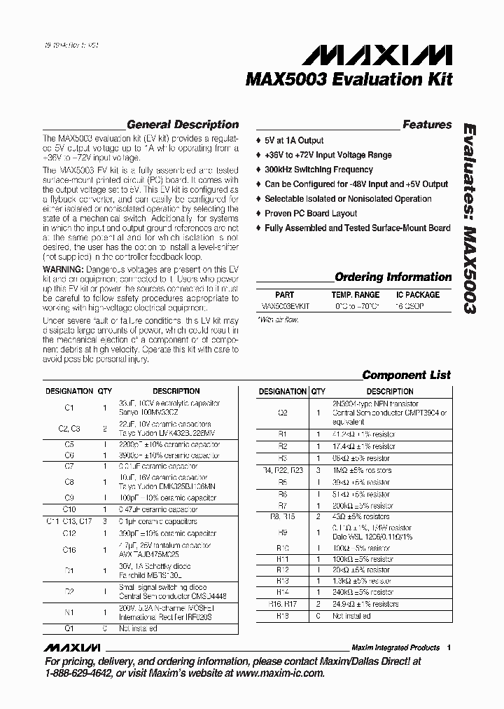 MAX5003EVKIT_1273454.PDF Datasheet