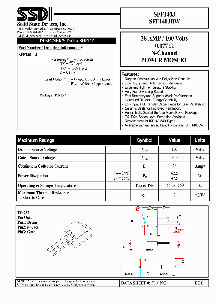 SFF140JBW_1307443.PDF Datasheet