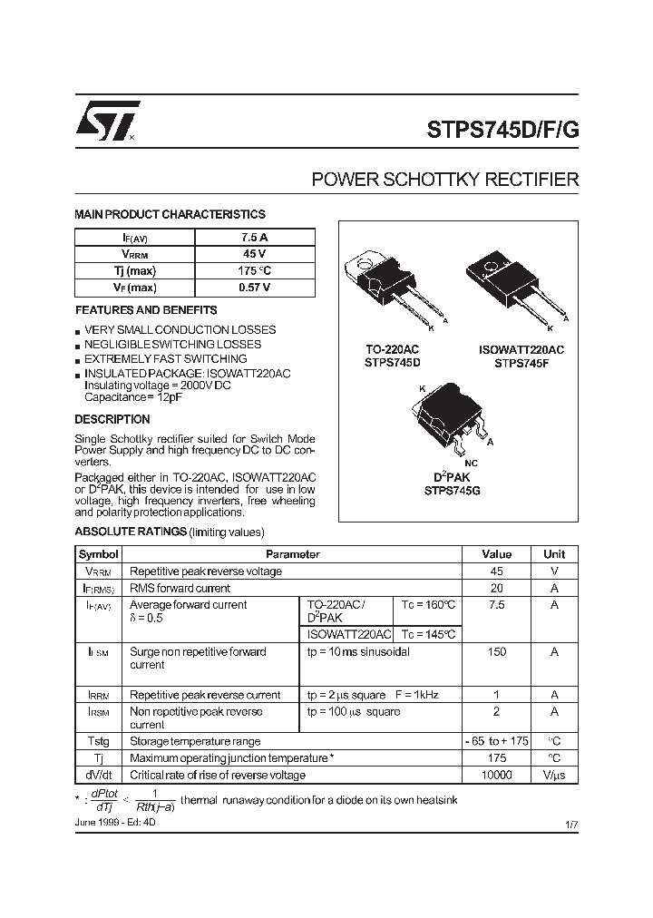 STPS745D_1170528.PDF Datasheet