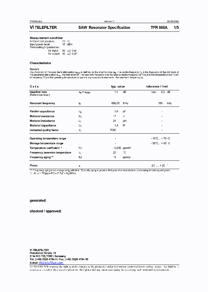 TFR868A_1324364.PDF Datasheet