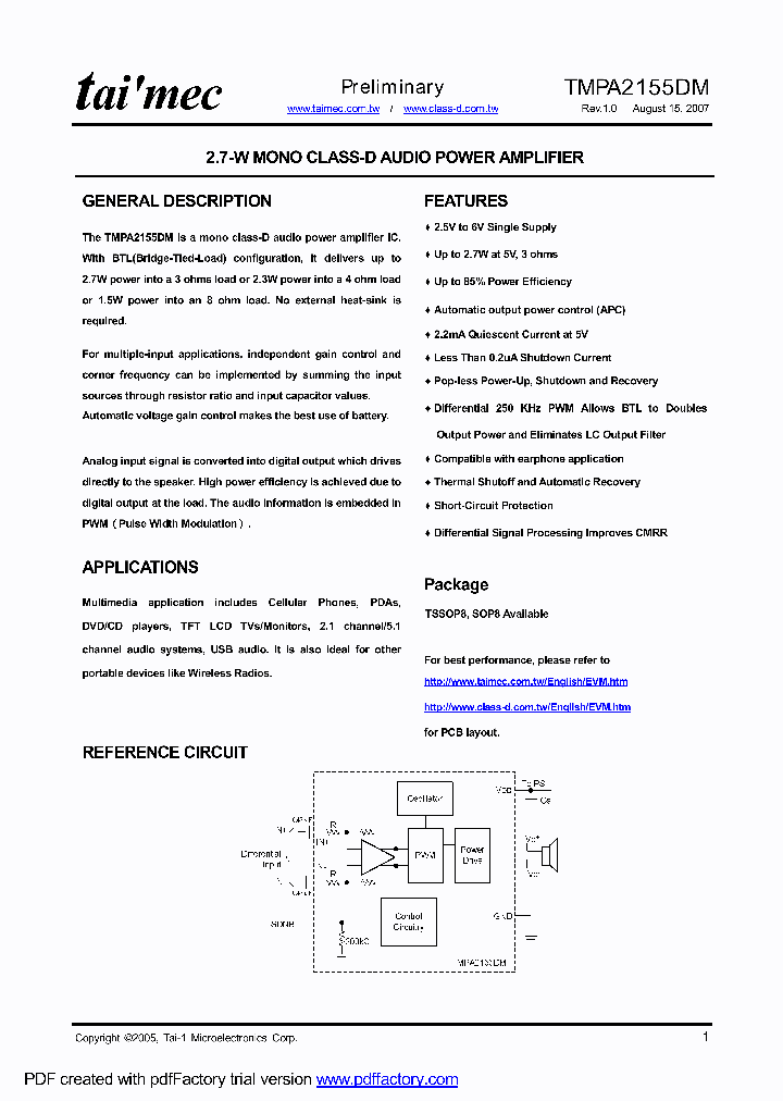 TMPA2155DM_1059050.PDF Datasheet