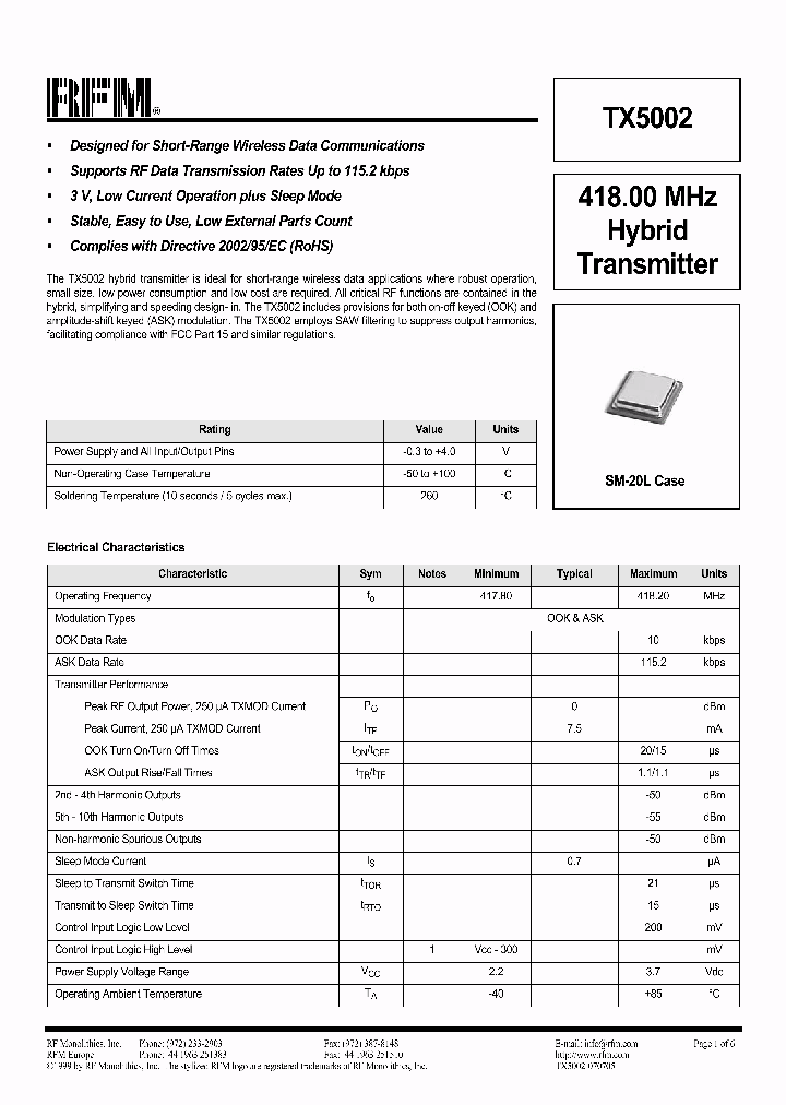 TX5002_1329919.PDF Datasheet