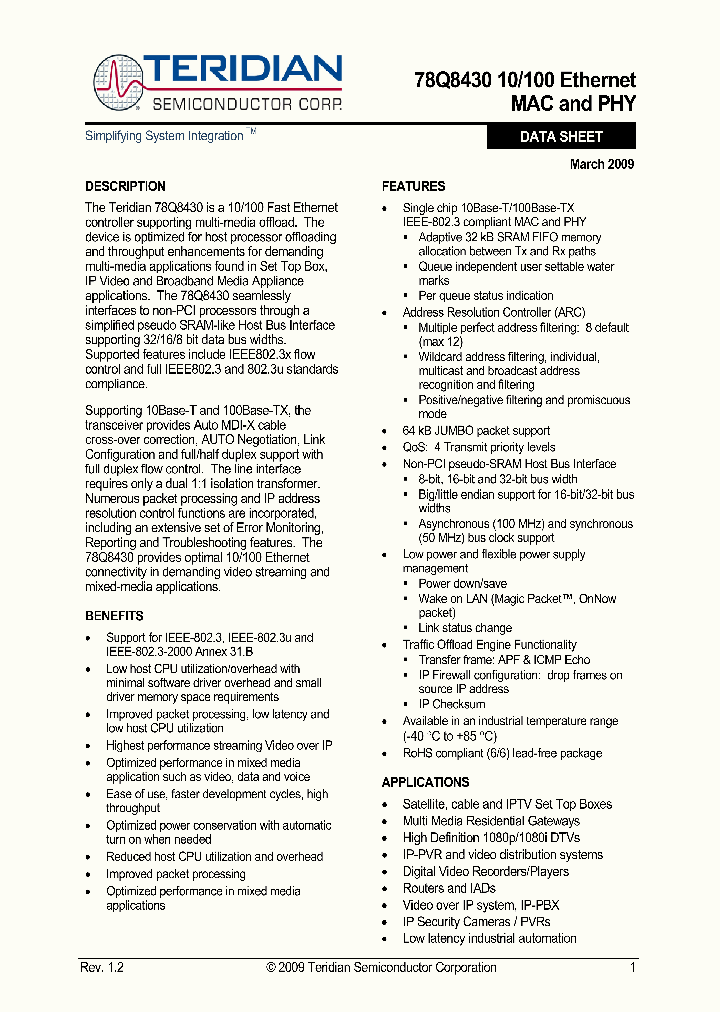 78Q8430-100IGTF_4601038.PDF Datasheet