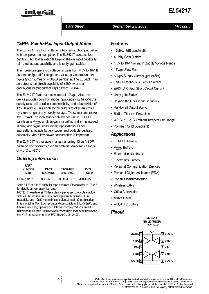 EL5421TIYZ_4895651.PDF Datasheet