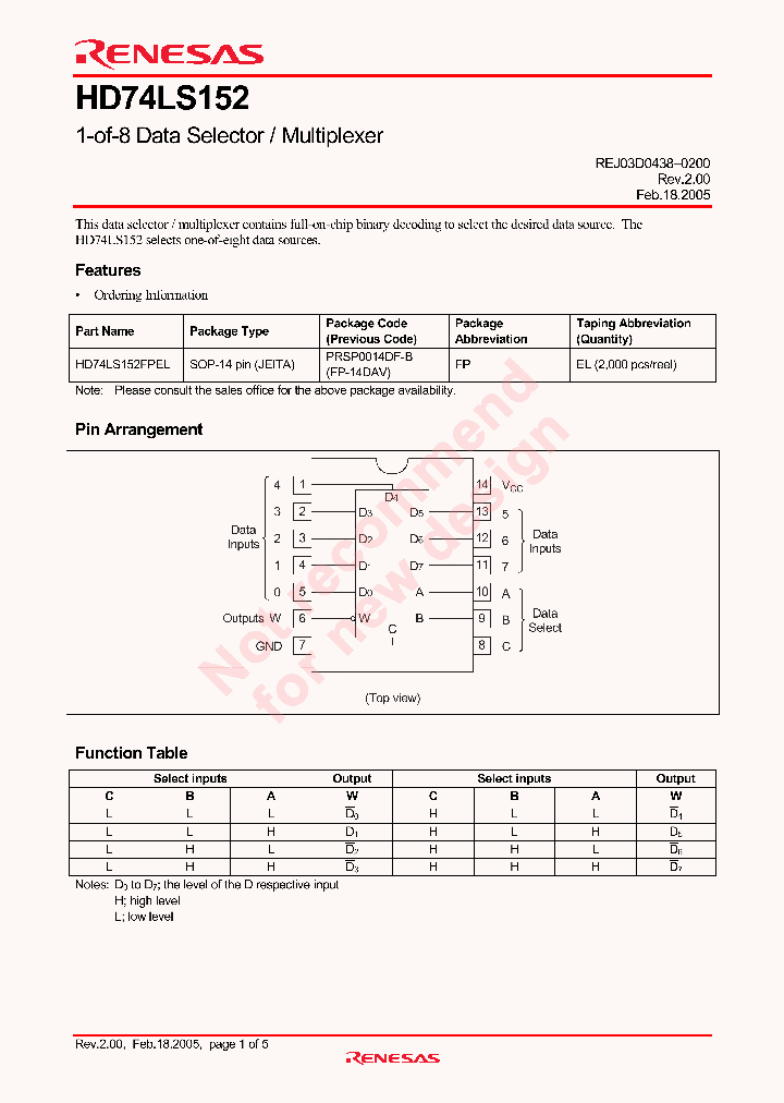 HD74LS152_4324113.PDF Datasheet