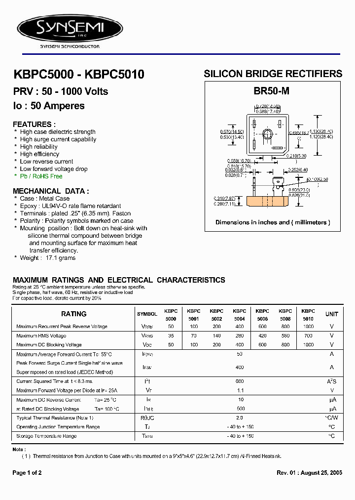 Диодный мост kbpc5010 схема подключения