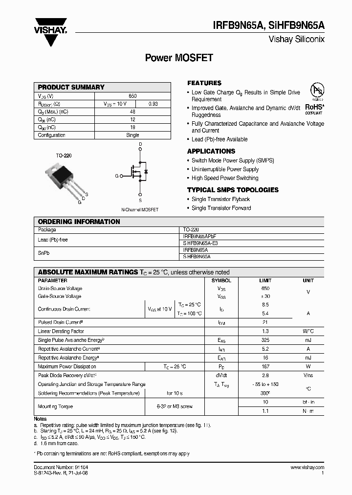 SIHFB9N65A-E3_4788975.PDF Datasheet