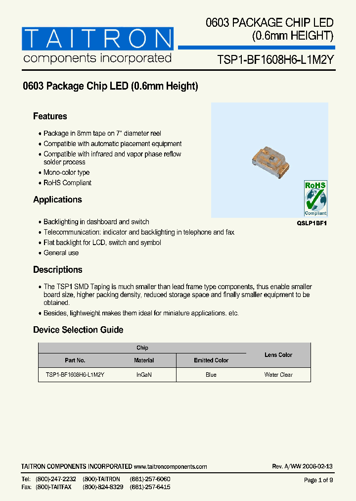 TSP1-BF1608H6-L1M2Y_4189797.PDF Datasheet