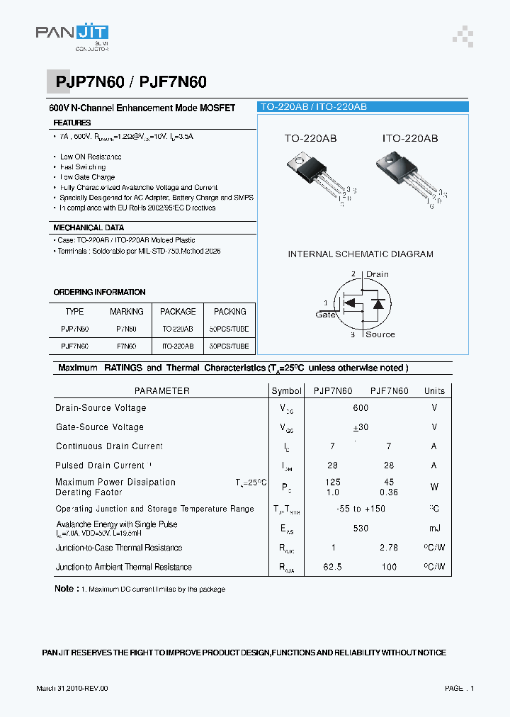 PJF7N60_5001943.PDF Datasheet