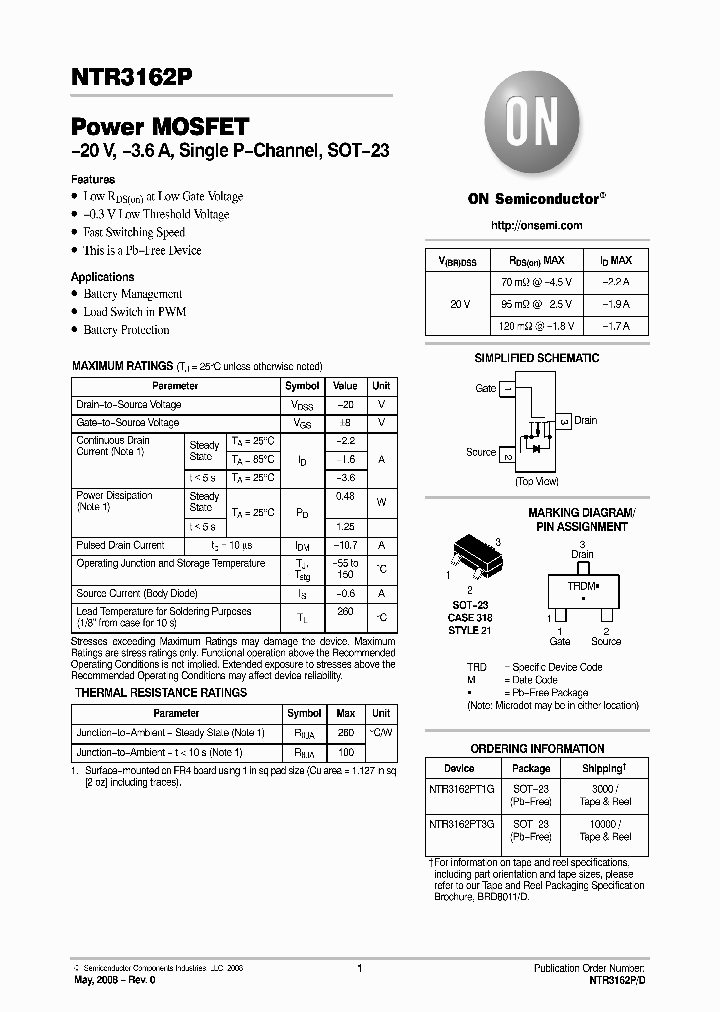 NTR3162P_5062465.PDF Datasheet