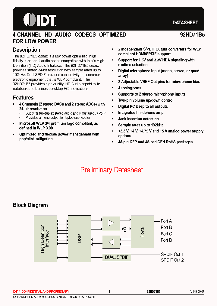 92HD71B5_158317.PDF Datasheet