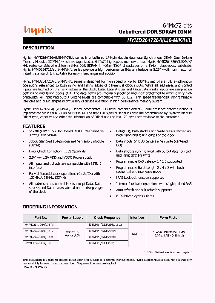 HYMD264726A8_1325187.PDF Datasheet