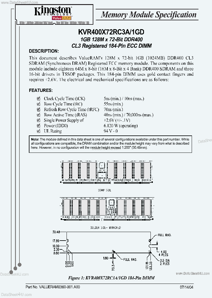 KVR400X72RC3A1GD_2225553.PDF Datasheet