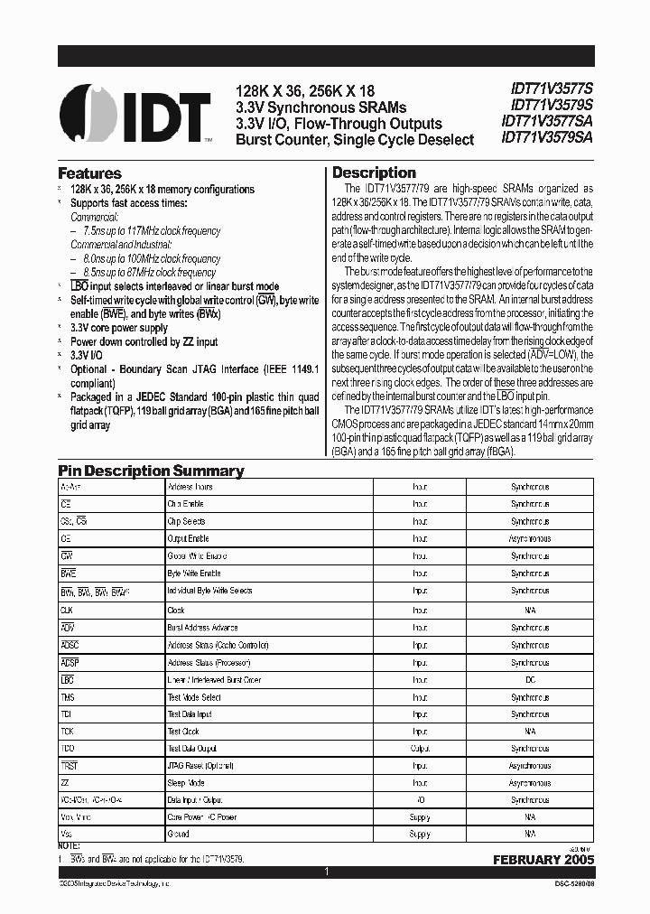 IDT71V3577S75PFG_3087331.PDF Datasheet