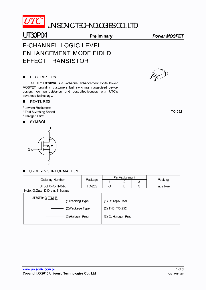 UT30P04G-TN3-R_3837258.PDF Datasheet