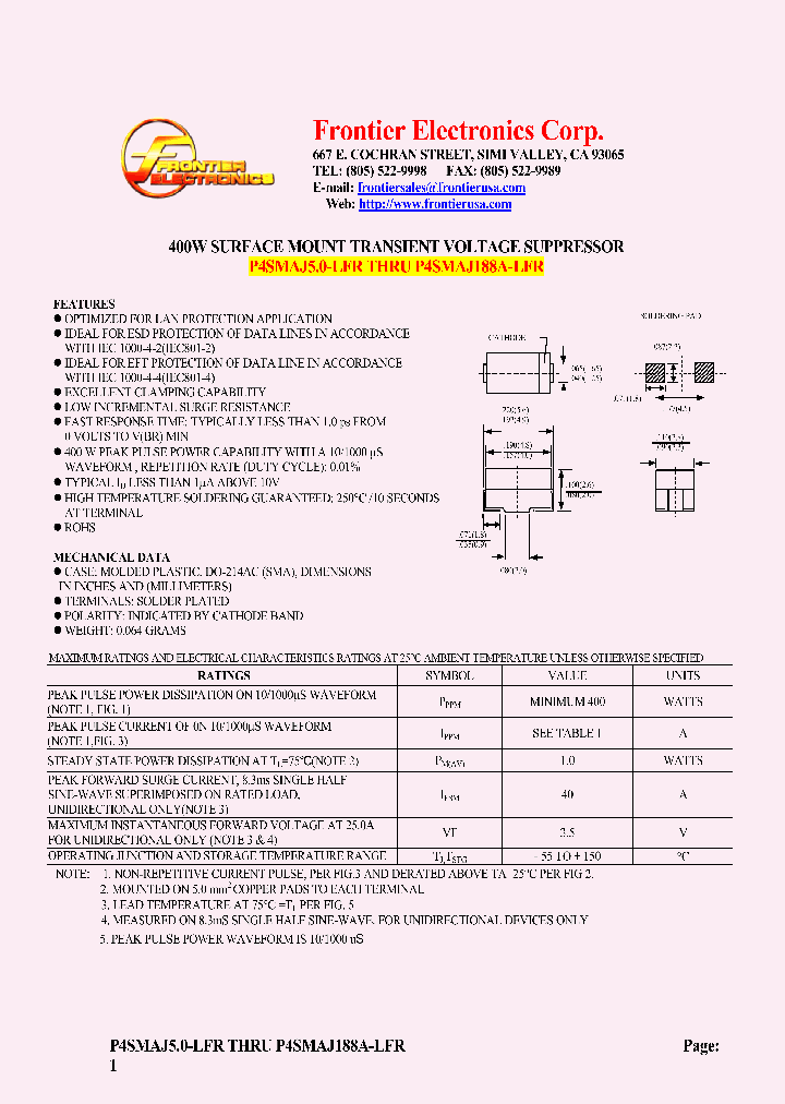 P4SMAJ10-LFR_4469207.PDF Datasheet