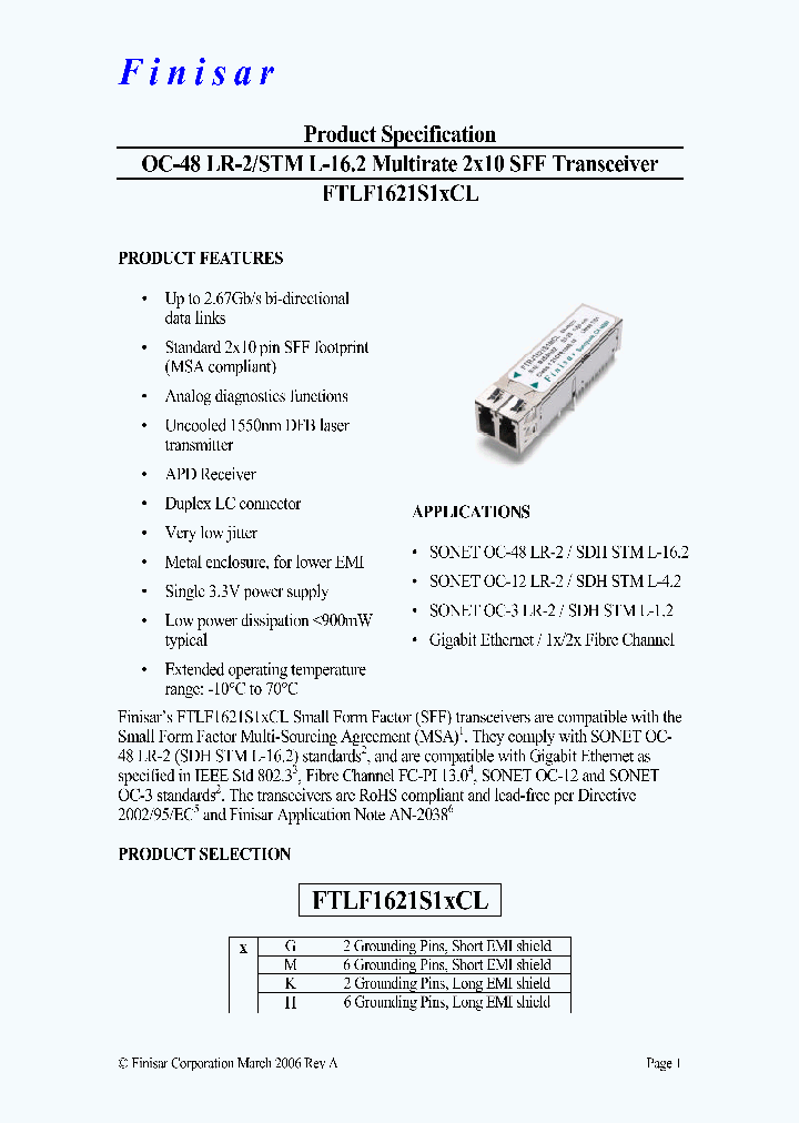 FTLF1621S1MCL_4591890.PDF Datasheet