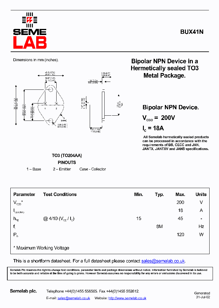 BUX41N_4627092.PDF Datasheet