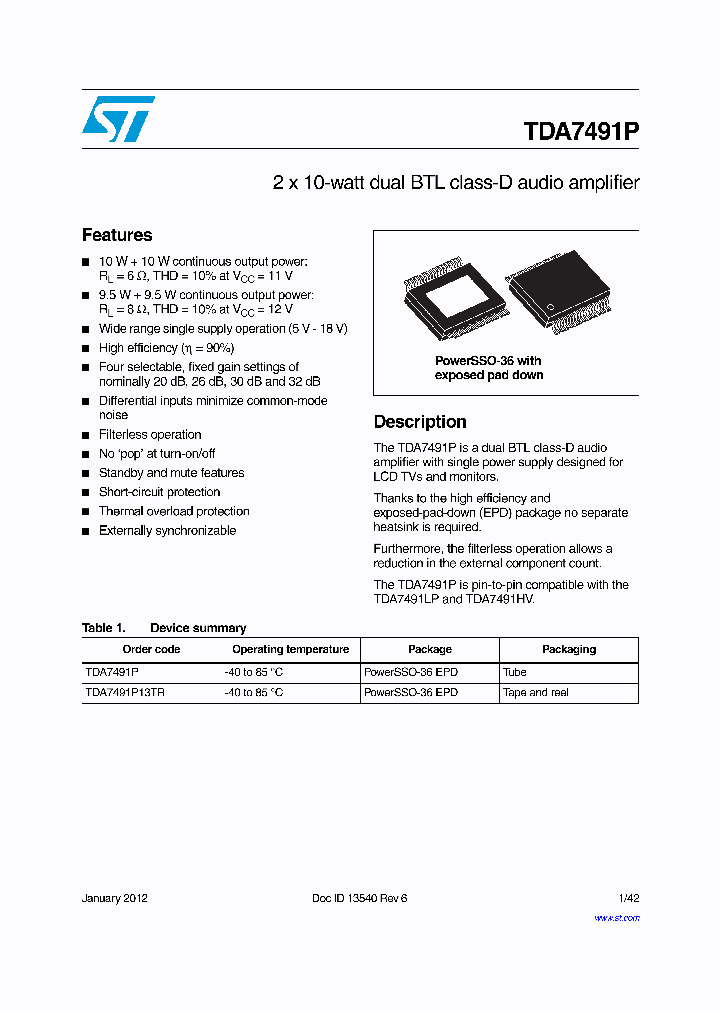 TDA7491P_4627595.PDF Datasheet