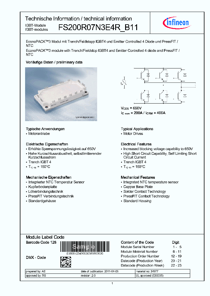 FS200R07N3E4RB11_4688680.PDF Datasheet