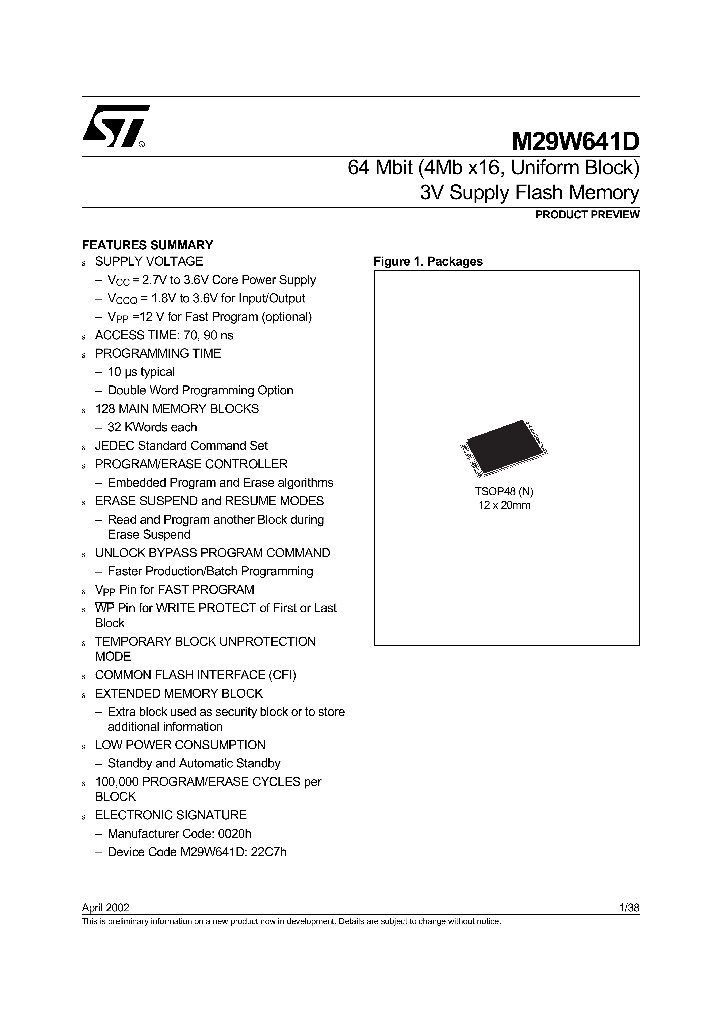 M29W641DH_5104507.PDF Datasheet