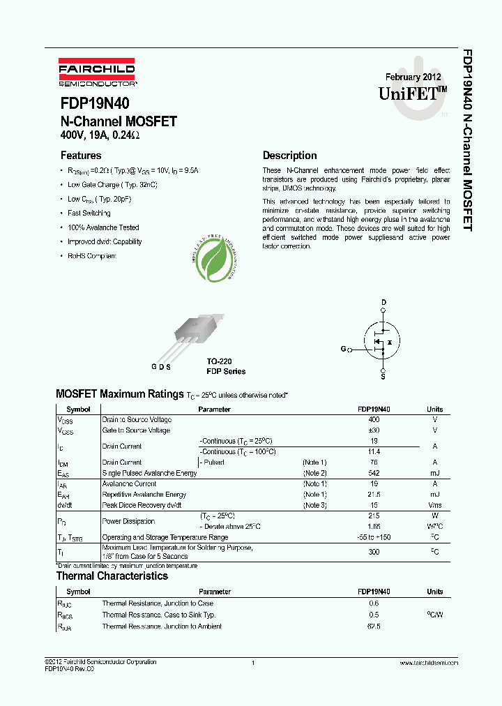 FDP19N4012_5525191.PDF Datasheet