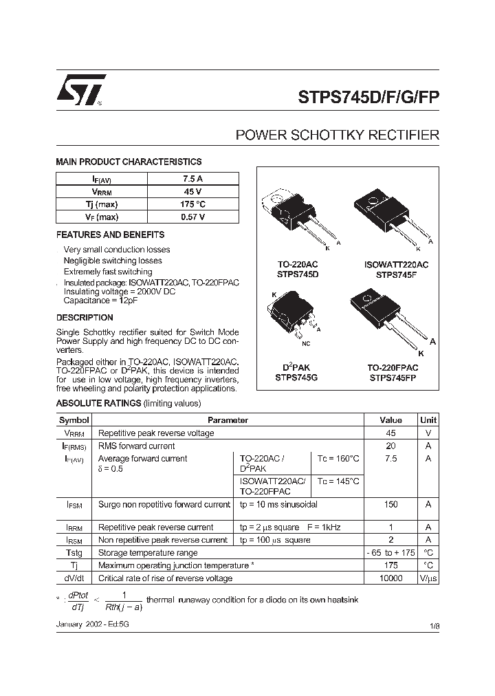 STPS745D_5588629.PDF Datasheet